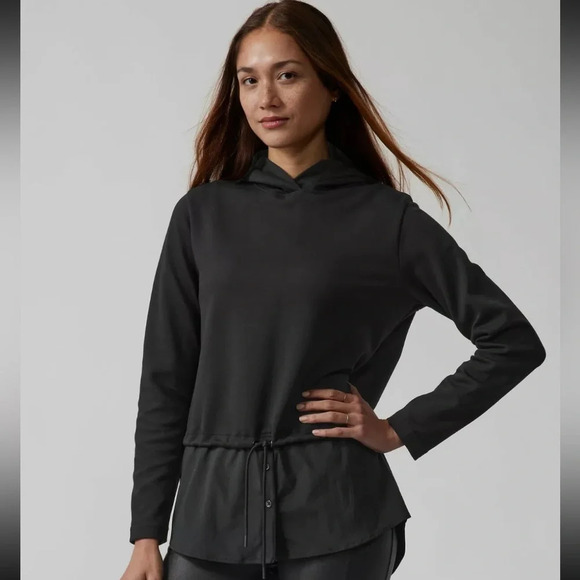 Athleta Gallery Top 2.0 Black Hoodie with Drawstring NWOT Size Medium - Picture 1 of 8